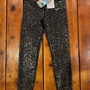 Nike Black Leggings with Gold Star Pattern